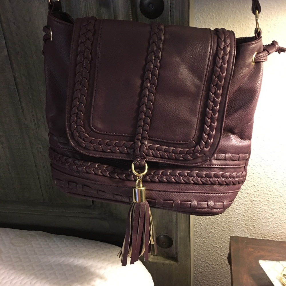 Just fab eggplant colored crossbody bag